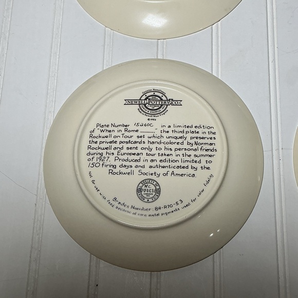 Vintage Norman Rockwell Set Of 4 Plates Rockwell On Tour Europe 1982 - Picture 10 of 11